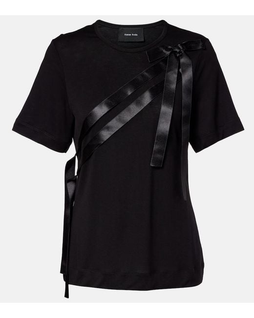 Simone Rocha Black Bow-Detail Jersey T-Shirt