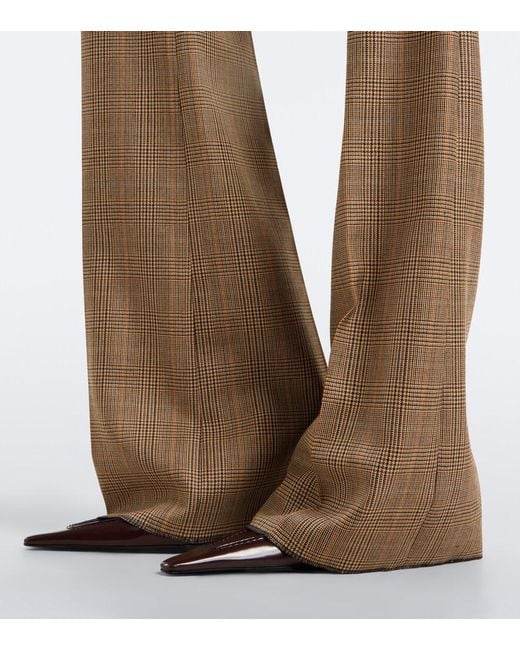 Saint Laurent Gray Prince Of Wales Wool Flared Pants