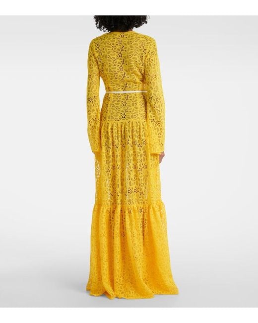 Robe Longue En Dentelle Giambattista Valli en coloris Yellow