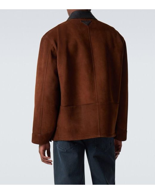 Prada Brown Leather-Trimmed Suede Jacket for men