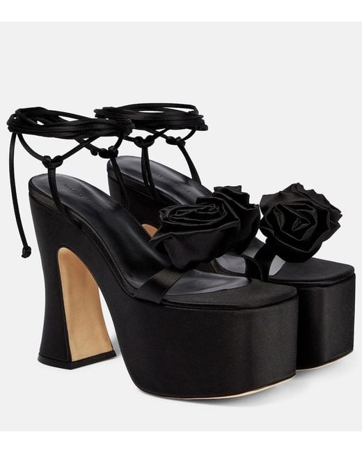 Magda Butrym Black Applique Satin Platform Sandals