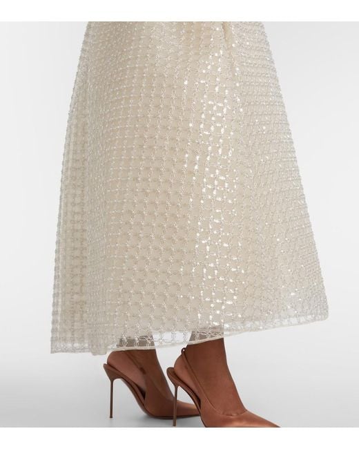 Elie Saab Natural Embellished Belted Gown