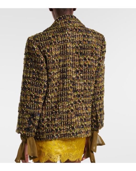 Saint Laurent Brown Wool-Blend Tweed Jacket