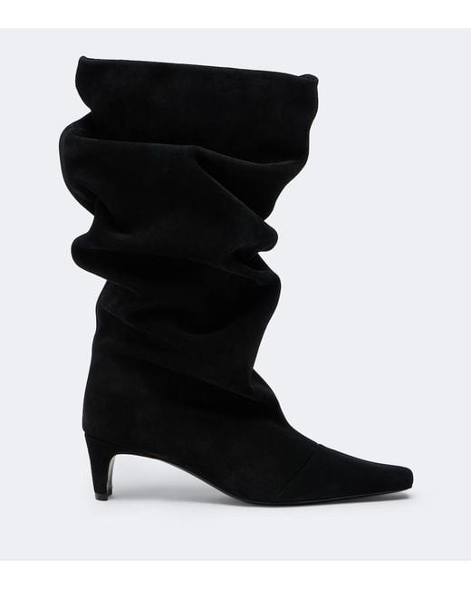 Staud Black Wally Suede Mid-Calf Boots