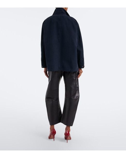 Nili Lotan Black Leather Barrel-Leg Pants