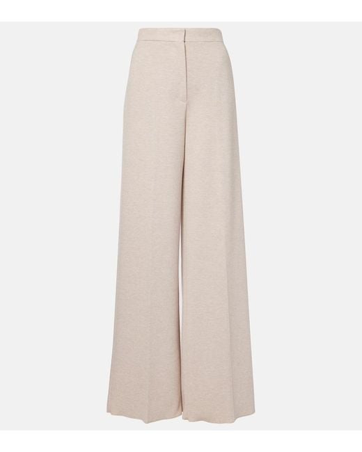 Max Mara Natural Corea Cotton And Wool Jersey Wide-Leg Pants