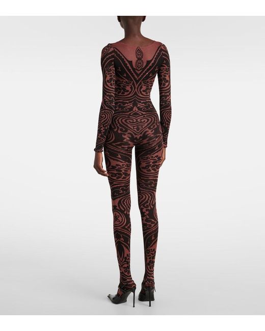 Wolford Brown X Etro Tattoo Paisley Catsuit