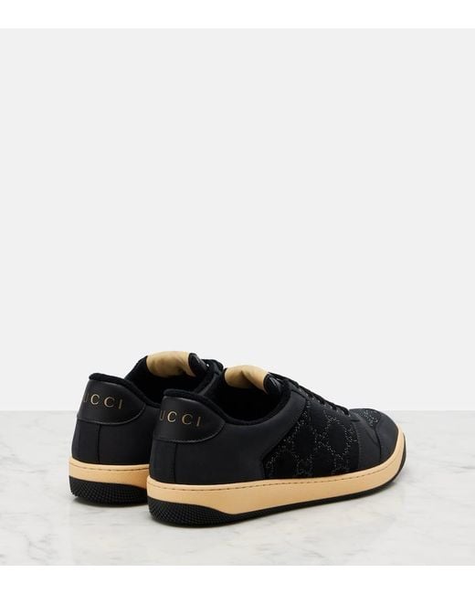 Gucci Black Gg Crystal Screener Sneaker, Fabric