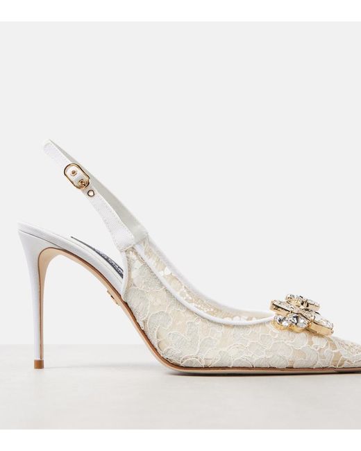 Dolce & Gabbana Natural Lace Slingback Pumps