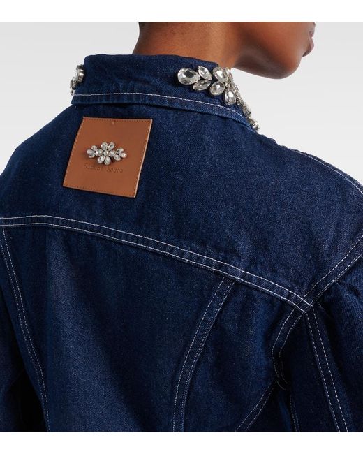 Simone Rocha Blue Jeansjacke Turbo Mit Kristallen