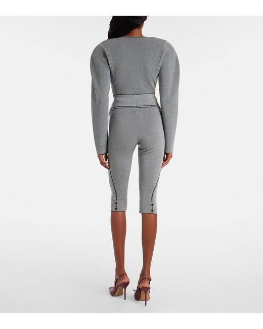 Jacquemus Gray Cropped Stretch-Jersey Leggings