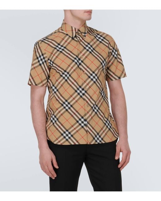Burberry Brown Check Cotton Poplin Shirt for men