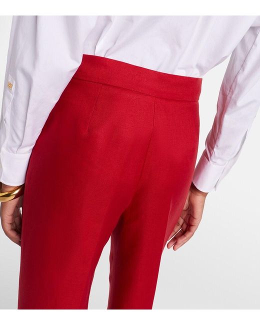 Max Mara Red Badesse Linen Wide-Leg Pants