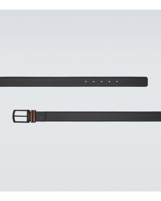 Zegna Black Leather Belt for men