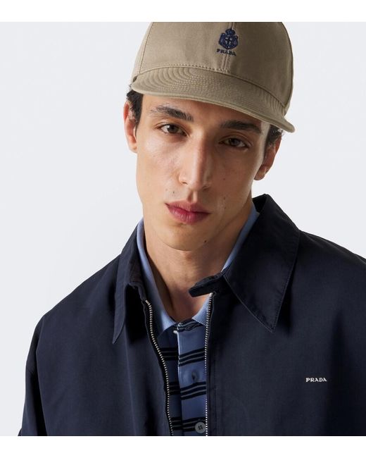 Prada Natural Logo Canvas Baseball Cap for men