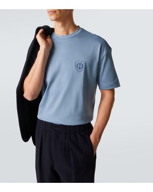 Giorgio Armani T-Shirt Aus Baumwoll-Jersey in Blue für Herren