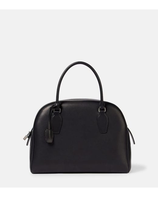 The Row Black India Medium Leather Tote Bag
