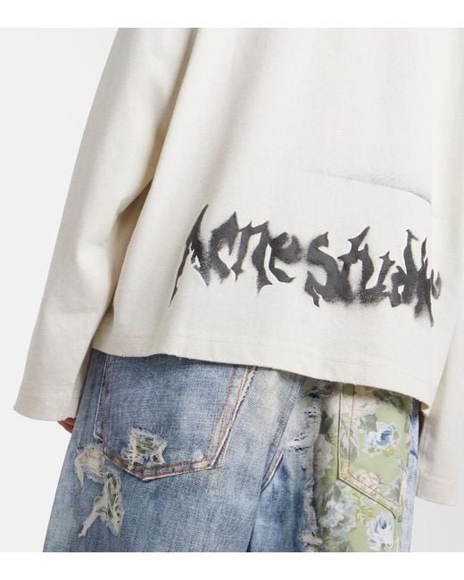 Acne White Logo Cotton-Blend Jersey Sweatshirt