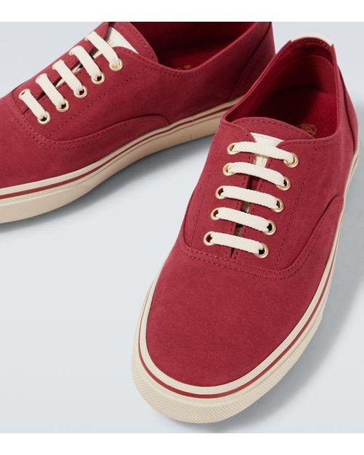 Zapatillas De Lona Con Piel Brunello Cucinelli de hombre de color Red