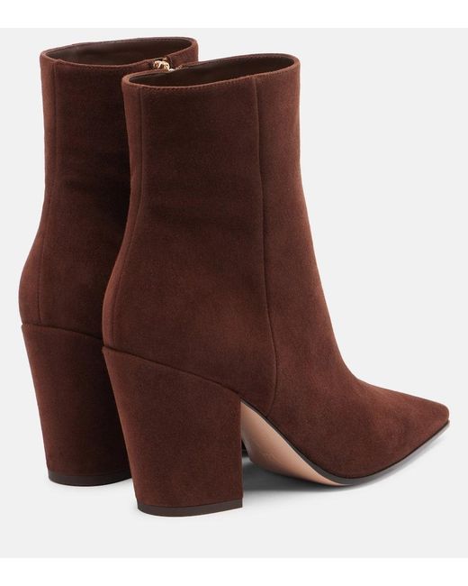 Gianvito Rossi Brown Keinna 85 Suede Ankle Boots