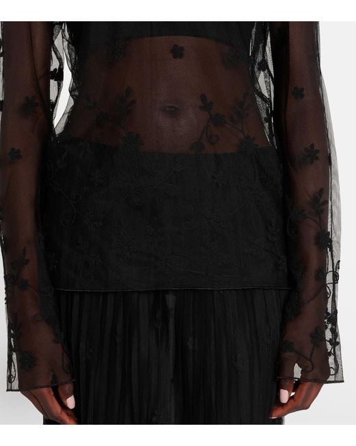 Totême  Gray Embroidered Tulle Blouse