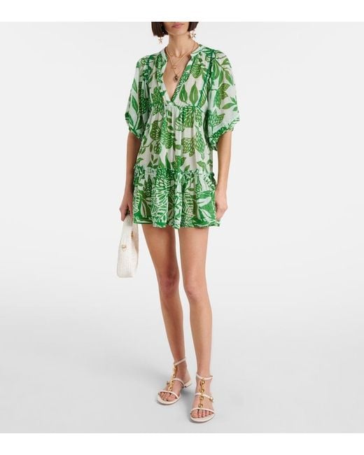 Poupette Green Aria Floral Cotton Minidress