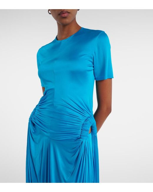 Loewe Blue Cutout Draped Jersey Maxi Dress