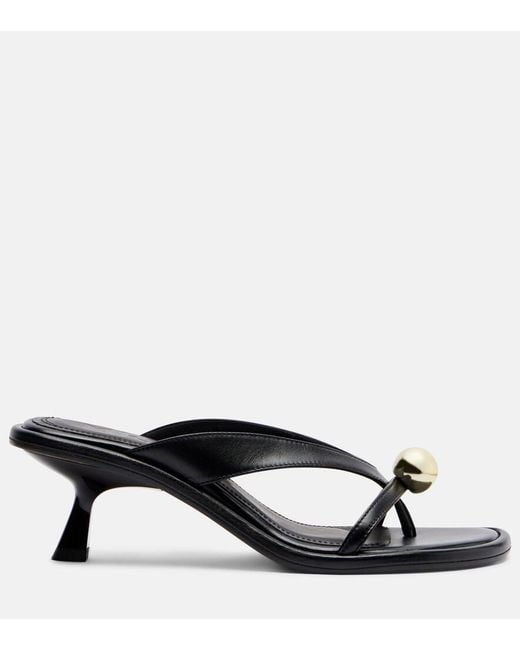 Souliers Martinez Black Estela Leather Thong Sandals