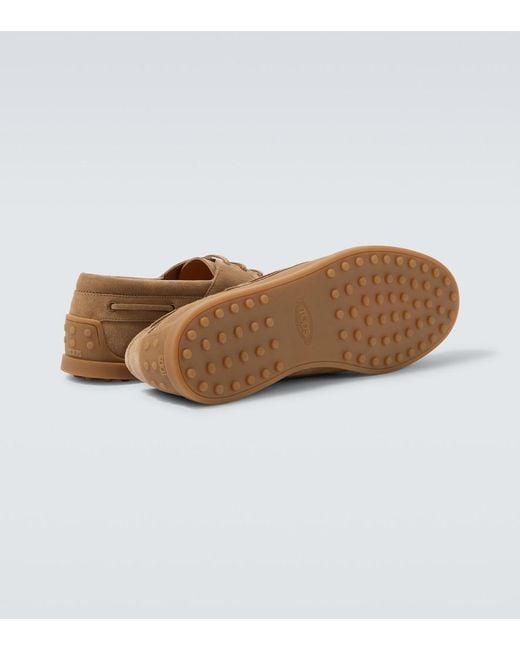 Tod's Brown Gommino Suede Boat Shoes for men