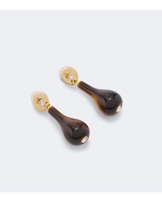 Totême White Tiger's Eye Swarovski-Embellished Drop Earrings