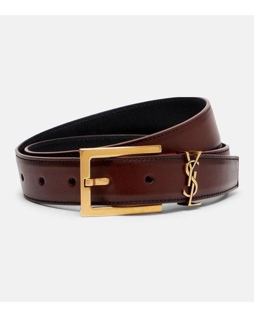 Saint Laurent Brown Cassandre Leather Belt
