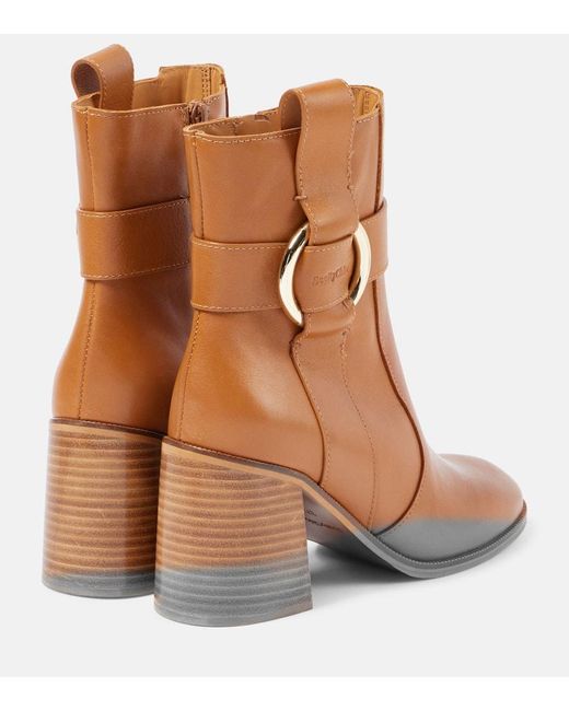 See By Chloé Brown Ankle Boots New Ring 80 Aus Leder