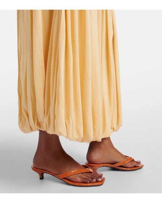 Totême  Brown Croc-Effect Leather Thong Sandals