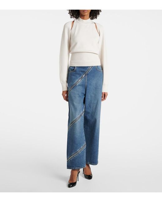 Alaïa White Cutout Wool Sweater