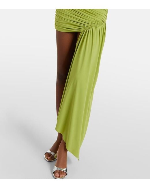 De La Vali Green Ravenna Draped Jersey Minidress