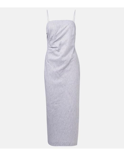 Vince Purple Cotton And Linen Midi Dress
