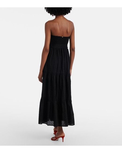 Poupette Black Thelma Strapless Cotton Maxi Dress