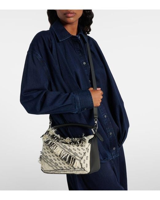 Loewe Metallic Puzzle Small Fringed Leather Shoulder Bag