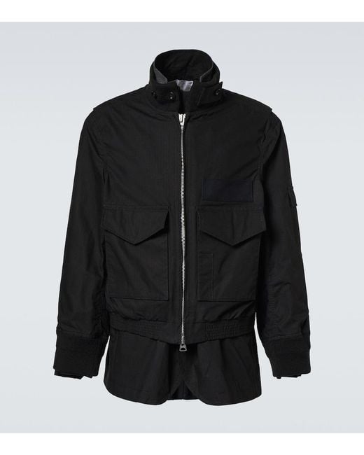 Sacai Black Cotton-Blend Ripstop Jacket for men