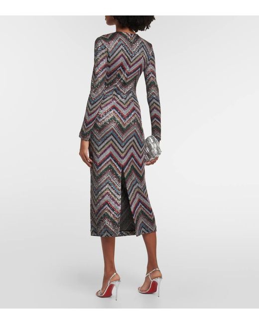 Abito Midi Zig Zag Con Paillettes di Missoni in Black