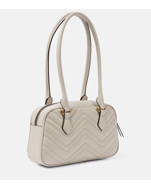 Gucci GG Marmont Small Leather Shoulder Bag in Natural | Lyst