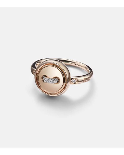 Pomellato White Pom Pom Dot 18K Rose Ring With And Diamonds