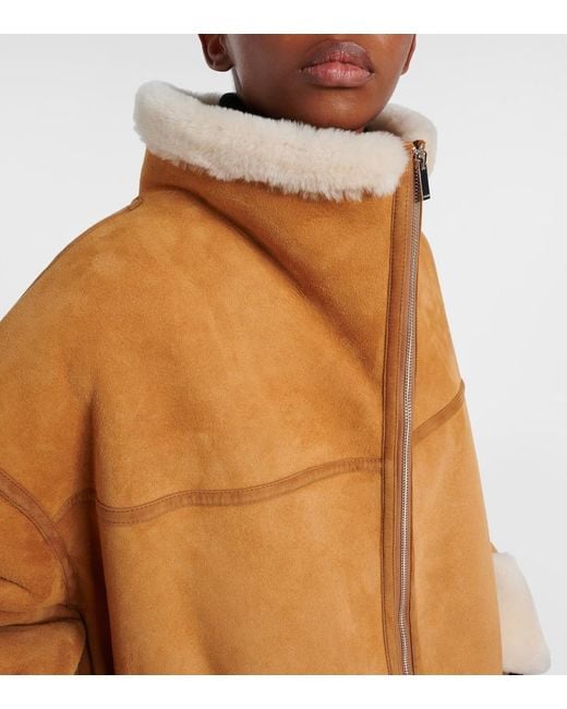 Totême Brown Signature Shearling-Lined Suede Jacket