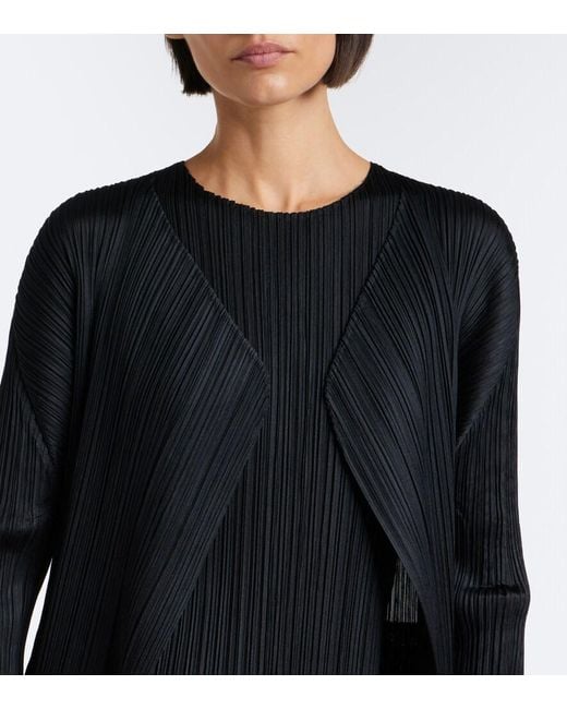 Pleats Please Issey Miyake Black Basics Pleated Cardigan