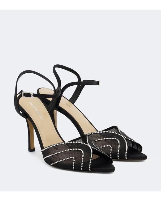 Mach & Mach Black Embellished Mesh Sandals