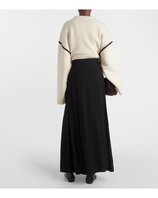 Totême Black Wrap Crepe Maxi Skirt