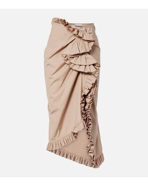 Dries Van Noten Natural Ruffled Draped Midi Skirt