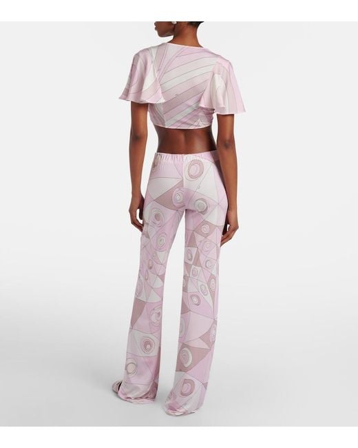 Emilio Pucci Pink Occhi Jersey Straight Pants