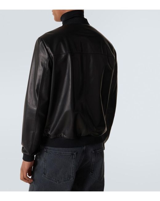 Prada Black Leather Bomber Jacket for men