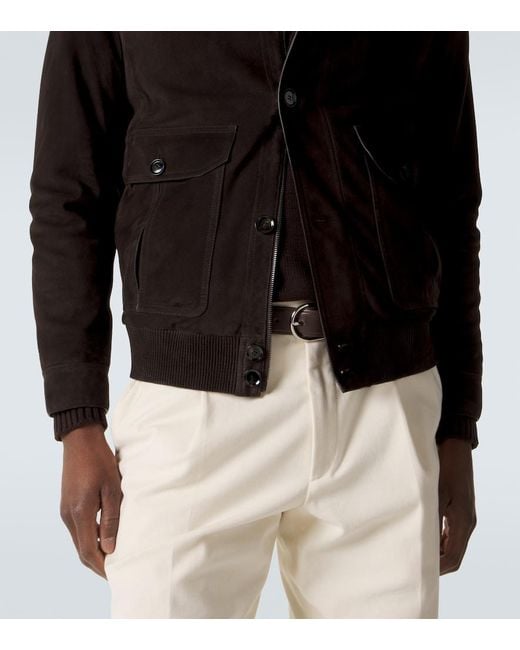 Brioni Black Suede Bomber Jacket for men